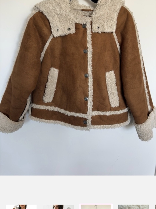 We The Free Jackets & Blazers - We The Free Tan Teddy Jacket with Cream Faux-Shearling Trim